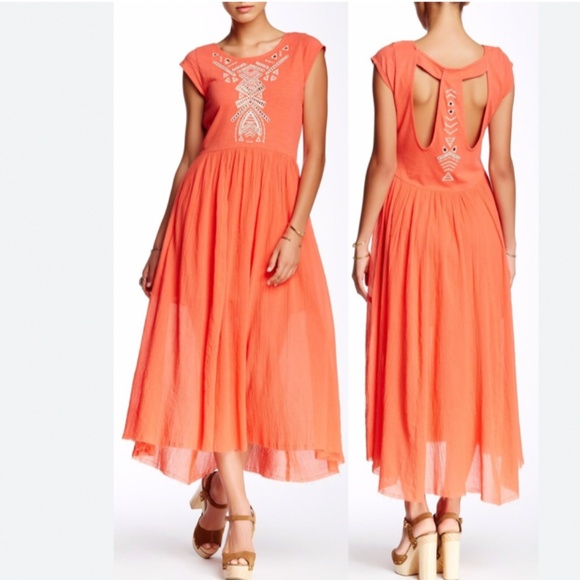 Free People Dresses & Skirts - Free People Toosaloosa Cotton Slub Gauze Embroidered Meadow Dress Womens Small
